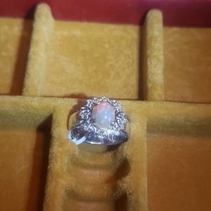 Sterling Silver / Palladium Alloy Opal Ring
